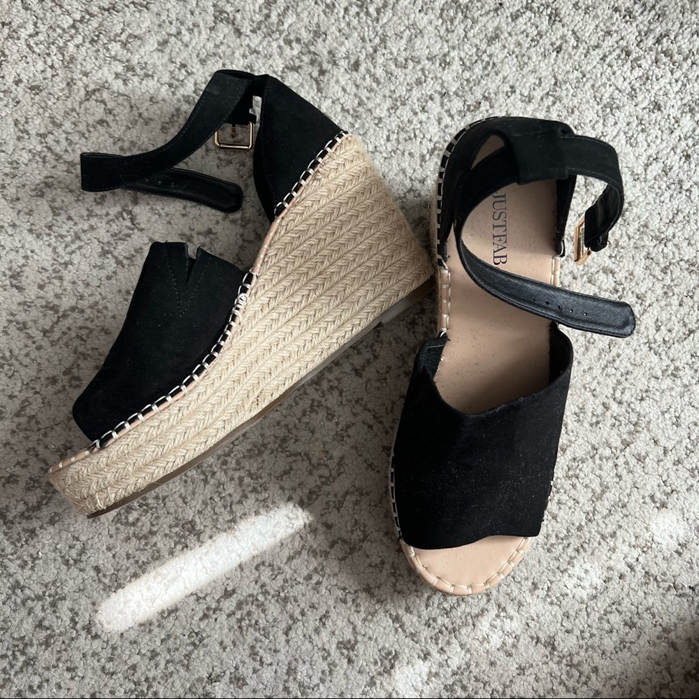 Black Platform Wedge Heels